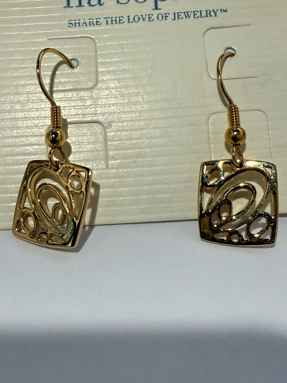 Lia Sophia Gold Openwork Drop Earrings